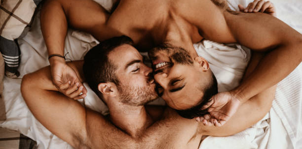 Gay couple at home